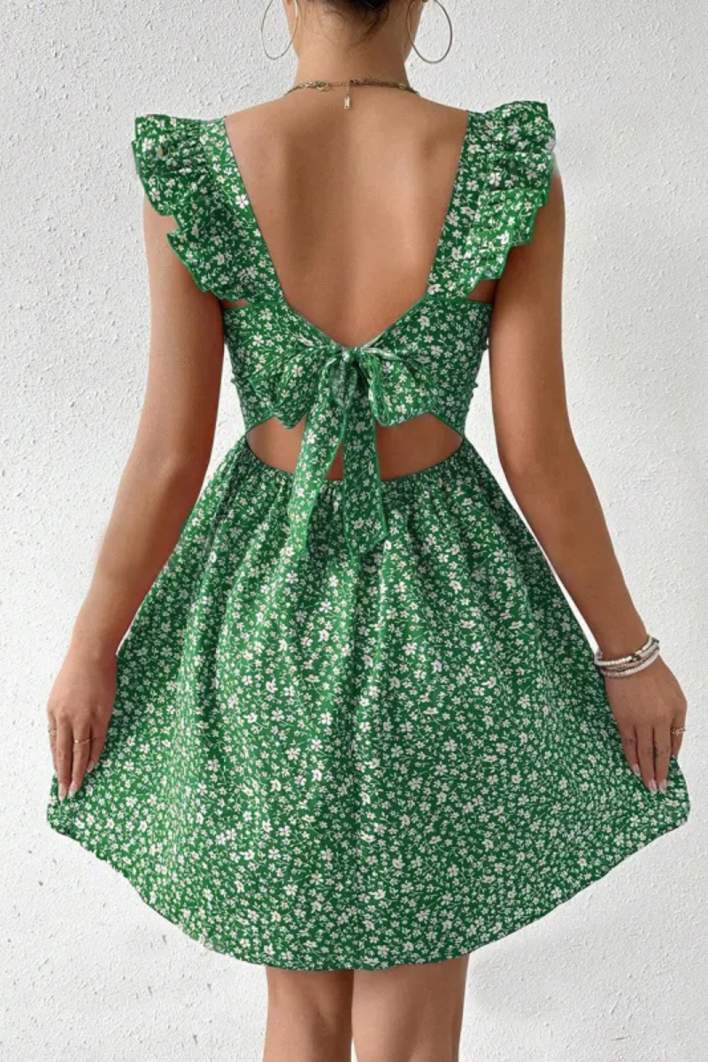 Junia | Vestido de verano sin mangas con cuello cuadrado y volantes