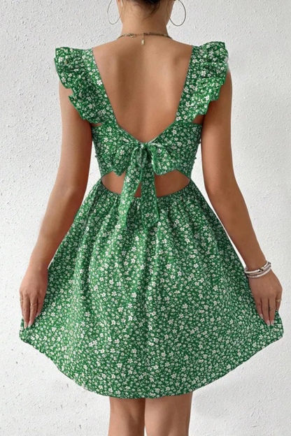 Junia | Vestido de verano sin mangas con cuello cuadrado y volantes