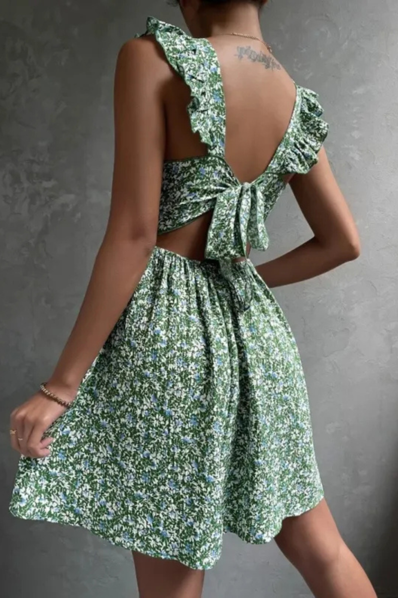 Junia | Vestido de verano sin mangas con cuello cuadrado y volantes