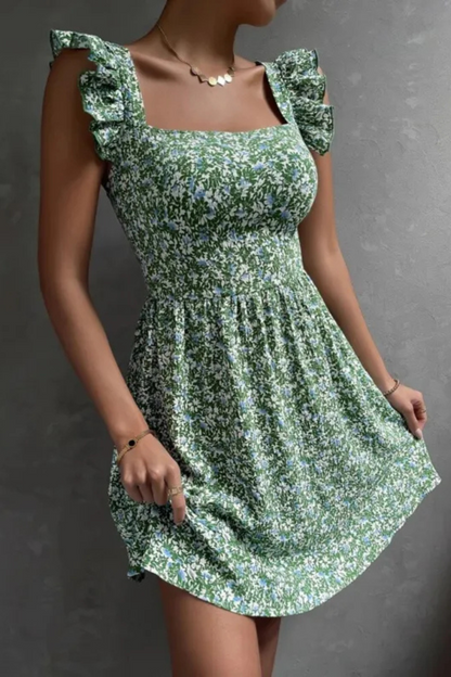 Junia | Vestido de verano sin mangas con cuello cuadrado y volantes