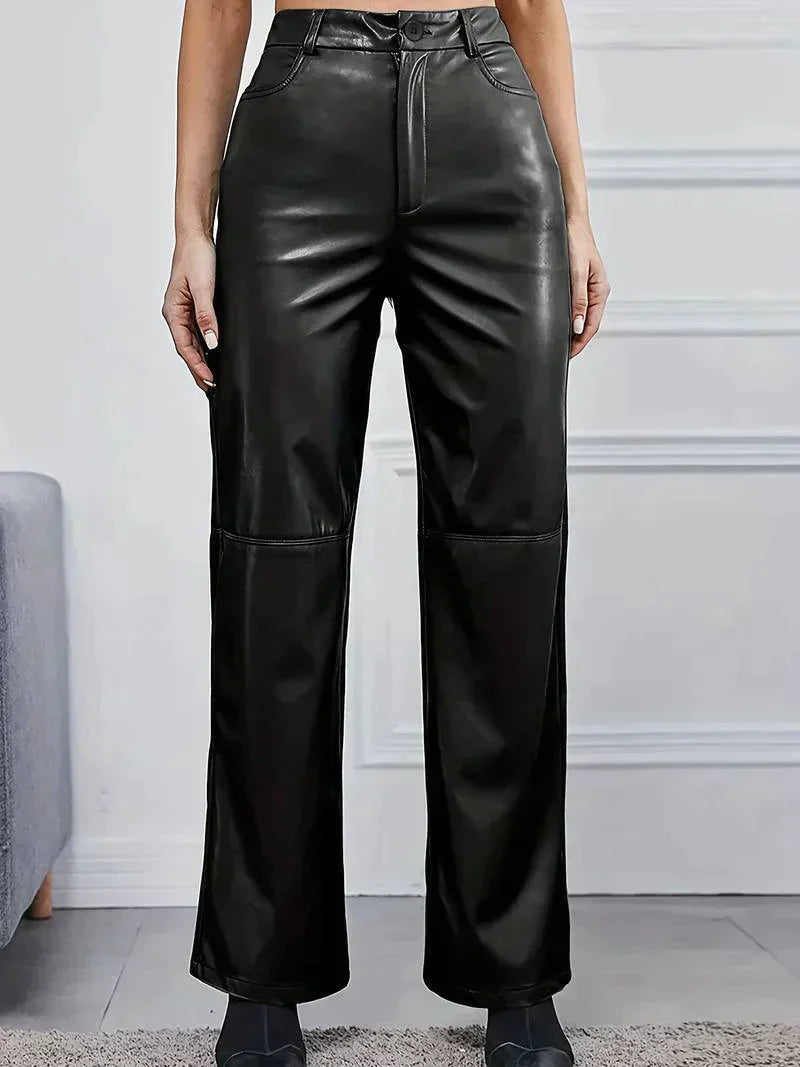 Kaye - Pantalones de cuero de cintura alta