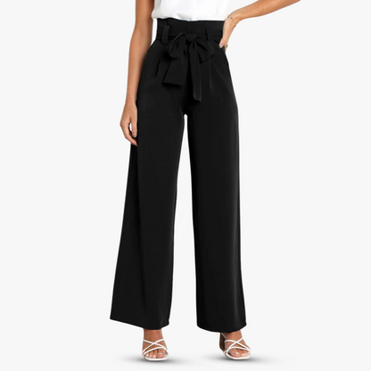 Pantalones anchos de mujer con cinturón de corbata