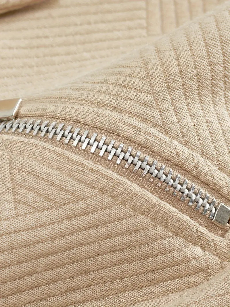 Męski Dzianinowy Sweter ze Stójką i Krótkim Zamkiem
