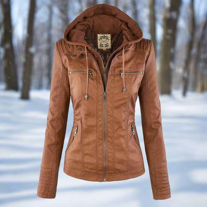 Chaqueta motera elegante, acogedora y de alta calidad para mujer