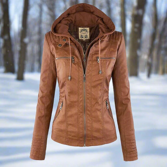 Chaqueta motera elegante, acogedora y de alta calidad para mujer