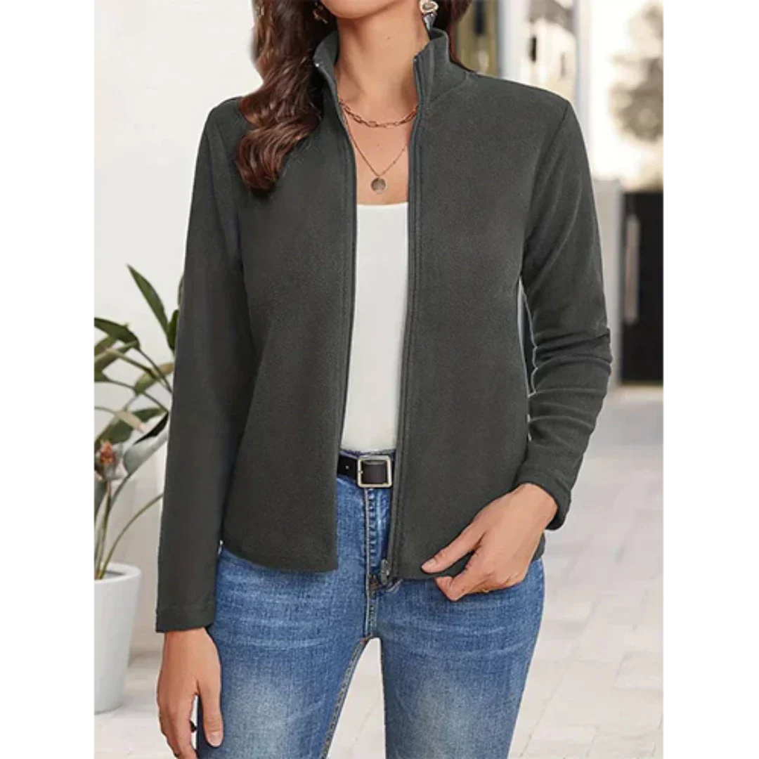 Chaqueta informal de punto con cremallera para mujer