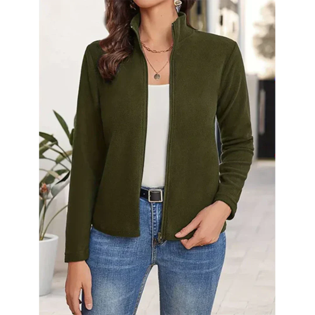 Chaqueta informal de punto con cremallera para mujer