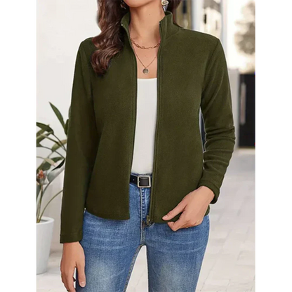 Chaqueta informal de punto con cremallera para mujer