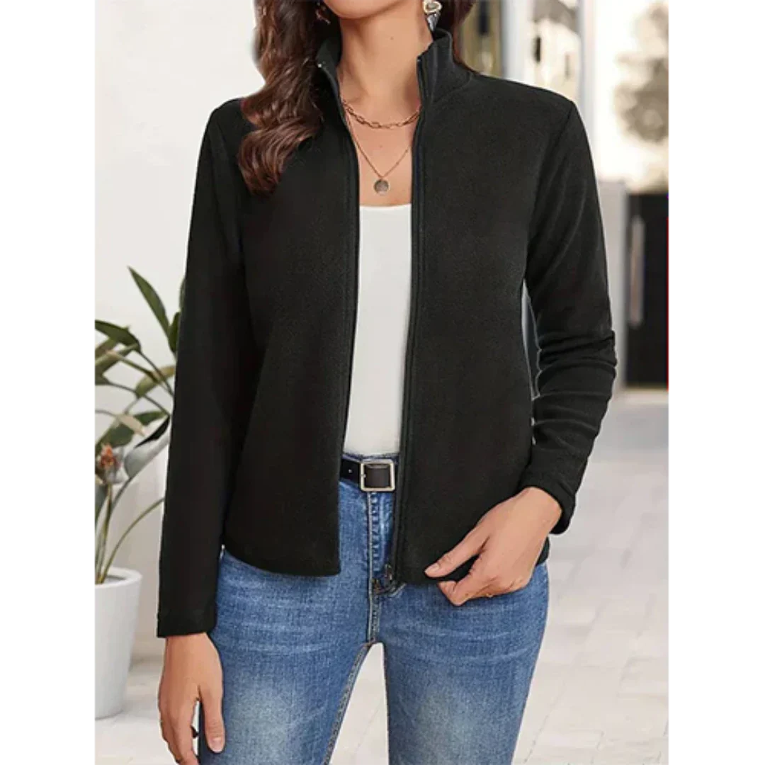 Chaqueta informal de punto con cremallera para mujer