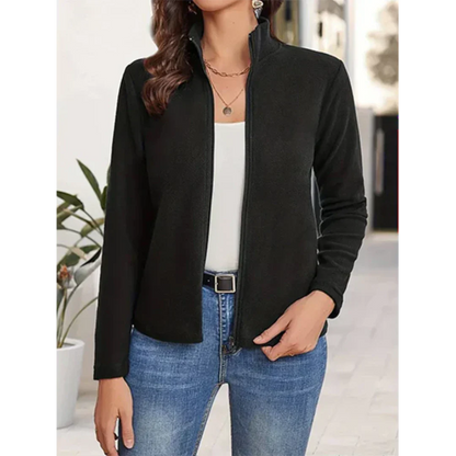Chaqueta informal de punto con cremallera para mujer