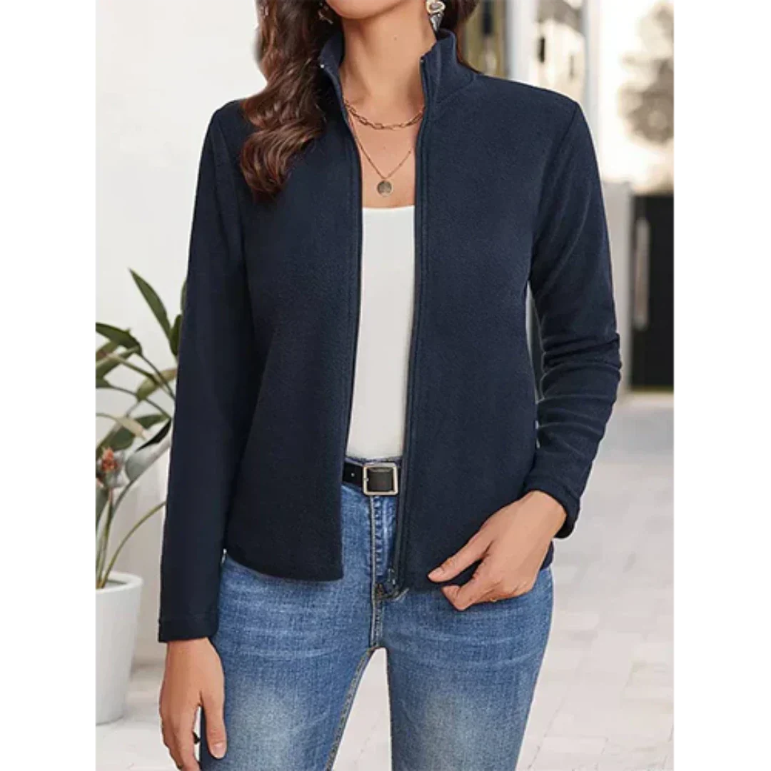 Chaqueta informal de punto con cremallera para mujer