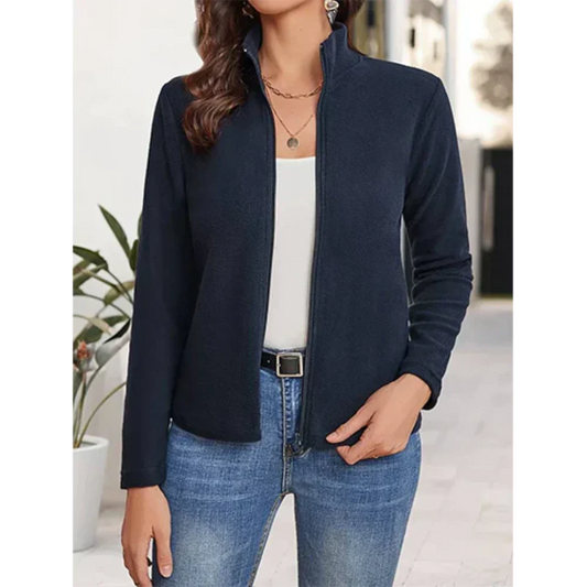 Chaqueta informal de punto con cremallera para mujer