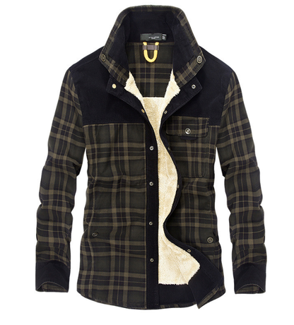 Chaqueta de invierno de franela para hombre con cuello alto