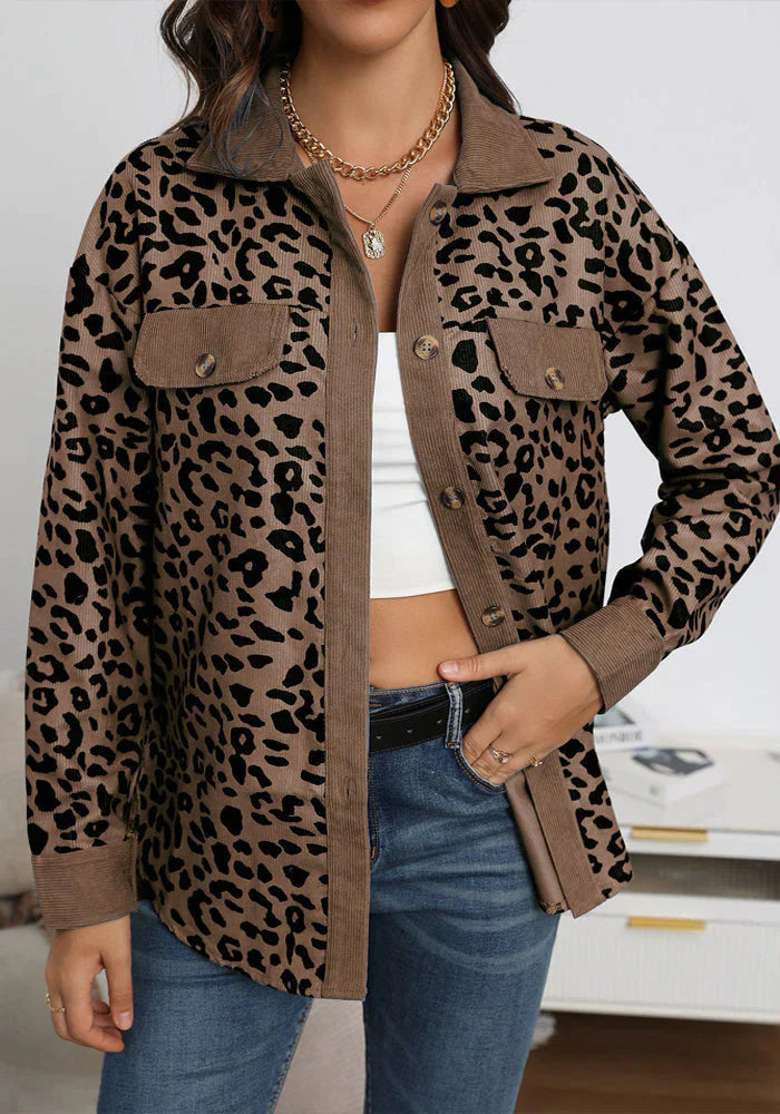 Chaqueta de pana con estampado de leopardo | Lucia