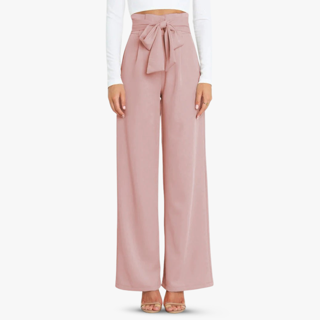Pantalones anchos de mujer con cinturón de corbata