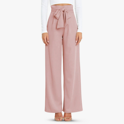 Pantalones anchos de mujer con cinturón de corbata