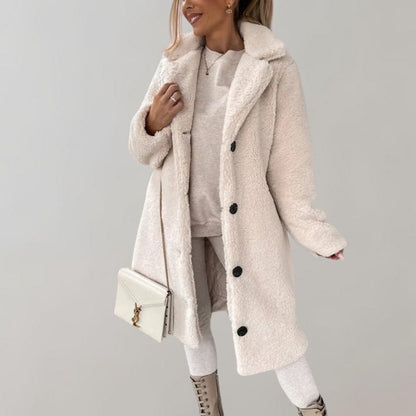 Chaqueta Teddy Larga para Mujer | Blanca | Calentita y a la moda