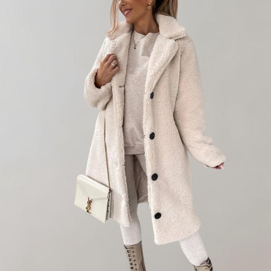 Chaqueta Teddy Larga para Mujer | Blanca | Calentita y a la moda