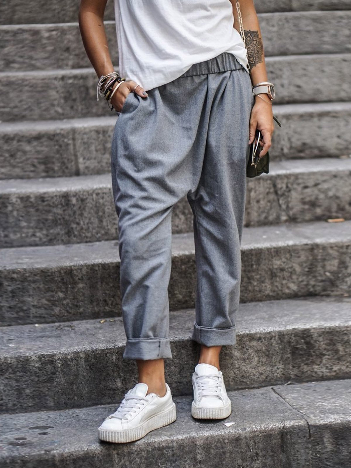 Pantalones anchos de mujer