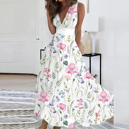 Primavera | Elegante vestido floral con escote en V