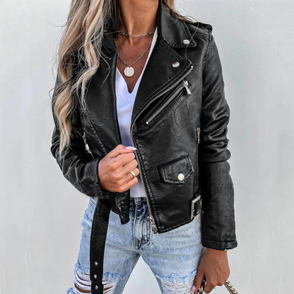 Sophia | Elegante chaqueta de cuero para mujer con botones