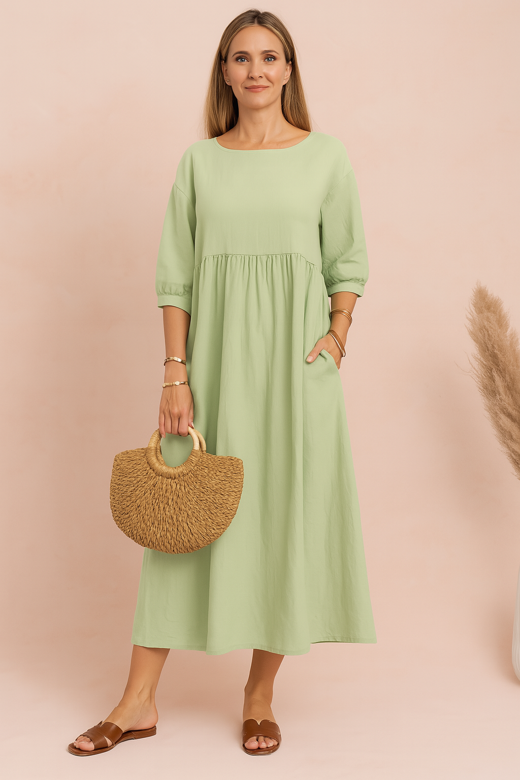 Sukienka Midi Typu Smock