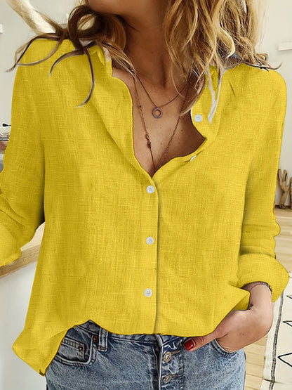 Camisa de lino de manga larga - Diseño semitransparente y material transpirable