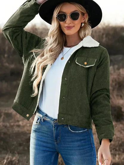 Chaqueta de pana Loraine | Chaqueta de invierno con forro polar para mujer