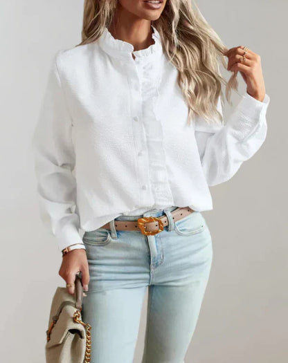 Ciara - Elegante blusa de manga larga con volantes