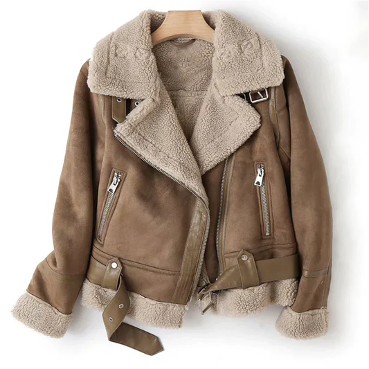 Chaqueta de cuero con forro de sherpa | Macie