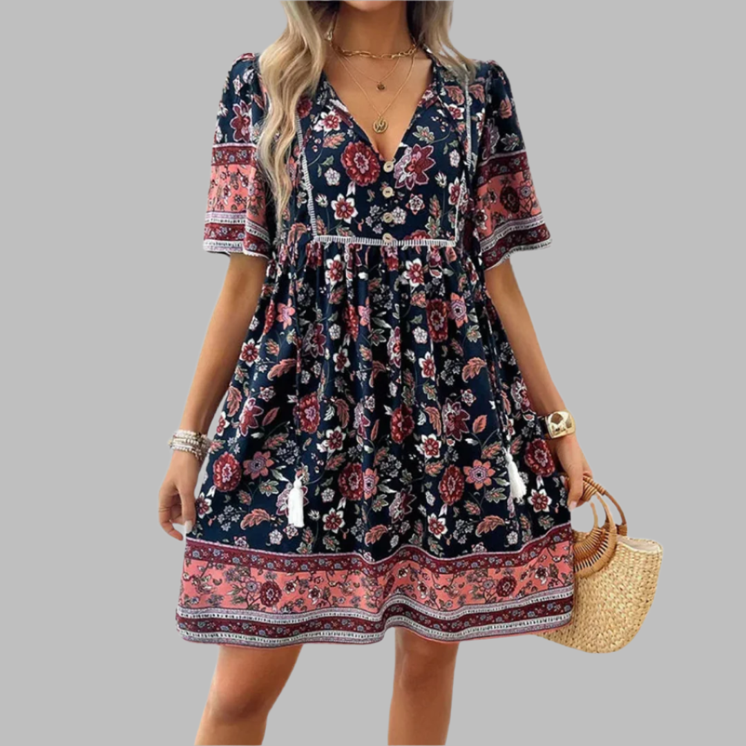 Damska Sukienka V-Neck Chwosty