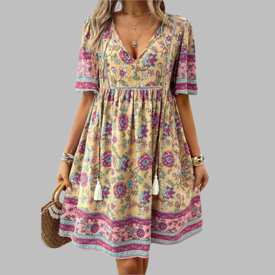 Damska Sukienka V-Neck Chwosty
