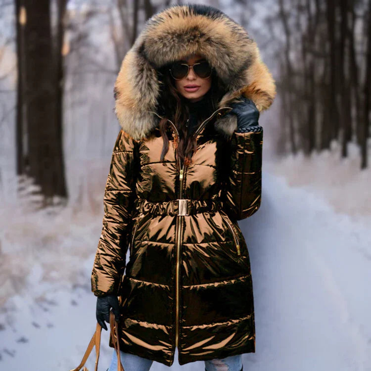 Dorothea | Chaqueta abrigada y brillante con capucha