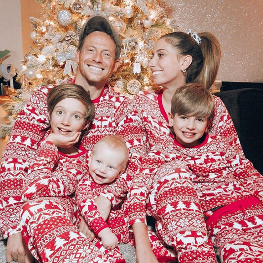 Noelle - Pijamas navideños surtidos para toda la familia en rojo y blanco