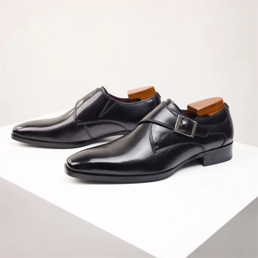 Męskie Buty Wizytowe Monki Półbuty Z Klamrą Wizytowe Obuwie