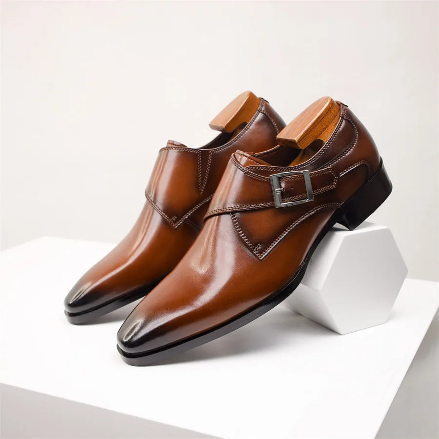 Męskie Buty Wizytowe Monki Półbuty Z Klamrą Wizytowe Obuwie
