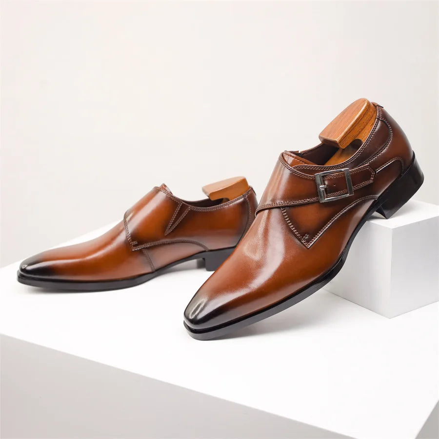 Męskie Buty Wizytowe Monki Półbuty Z Klamrą Wizytowe Obuwie
