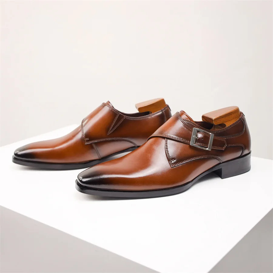 Męskie Buty Wizytowe Monki Półbuty Z Klamrą Wizytowe Obuwie