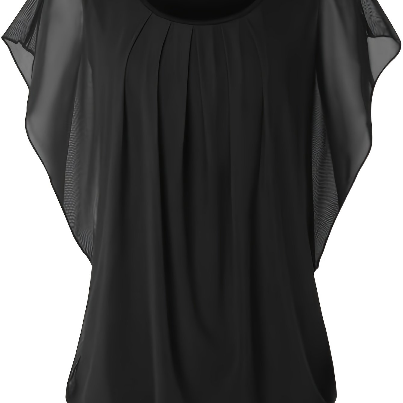 Blusa de malla - Mangas cortas y detalle fruncido
