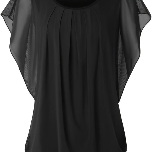 Blusa de malla - Mangas cortas y detalle fruncido