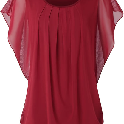 Blusa de malla - Mangas cortas y detalle fruncido
