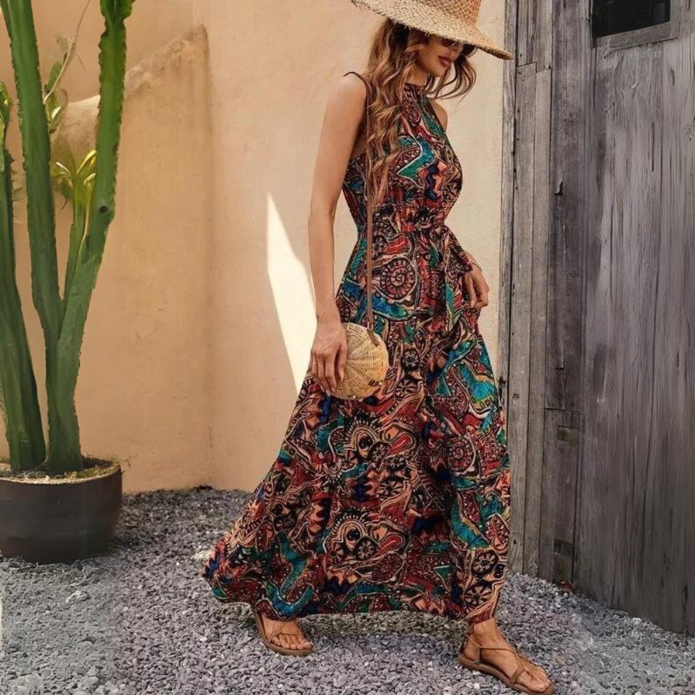 Laurian | Elegante Vestido Halter Estilo Boho