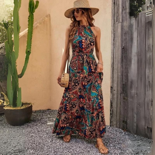 Laurian | Elegante Vestido Halter Estilo Boho