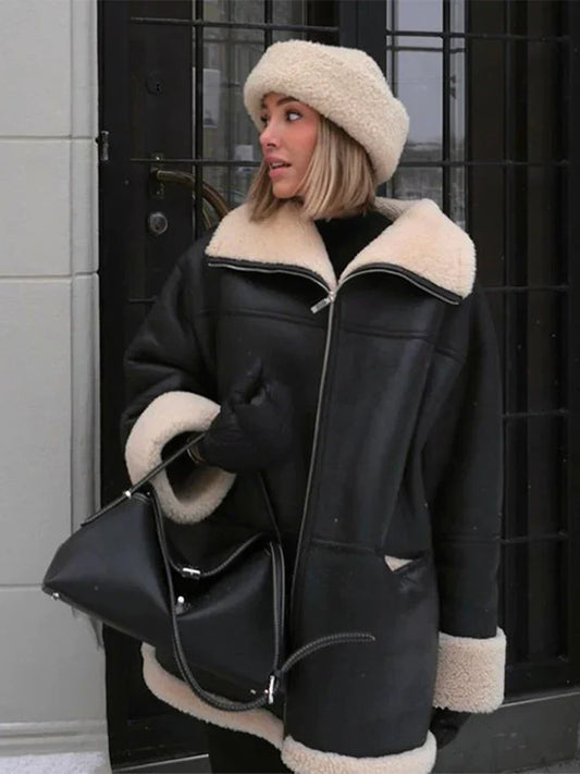 Cálida chaqueta de piel