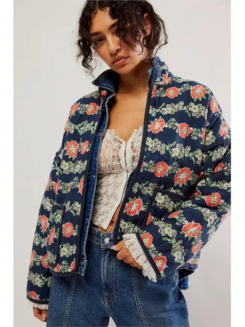 Chaqueta vintage de mujer con estampado floral