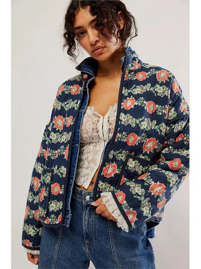 Chaqueta vintage de mujer con estampado floral