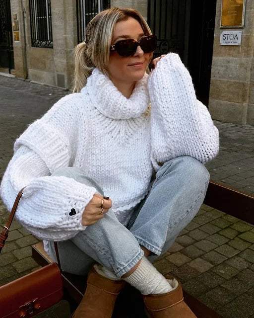 Cuello alto para mujer | Elegante | Punto grueso | Perfecto para los días fríos
