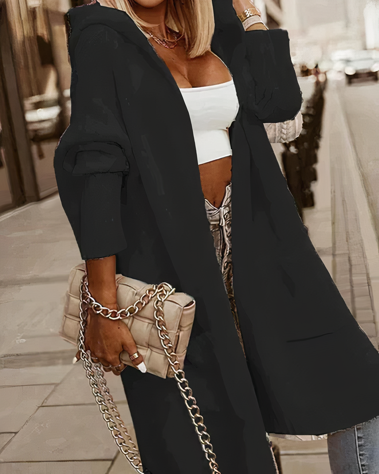 Nadine | Cárdigan largo con capucha para mujer, elegante y cómodo