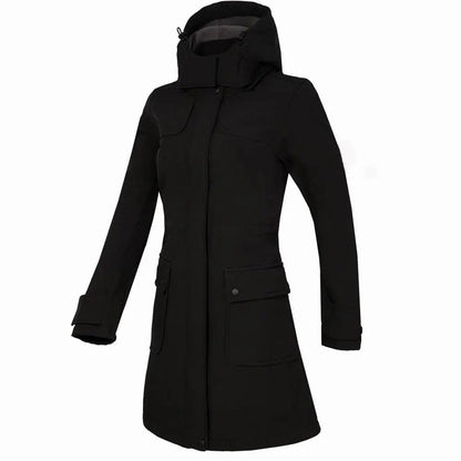 Chaqueta larga impermeable con capucha para mujer | Perfecta para actividades al aire libre