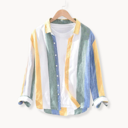 Rupert | Camisa de lino a rayas Seascape con botones
